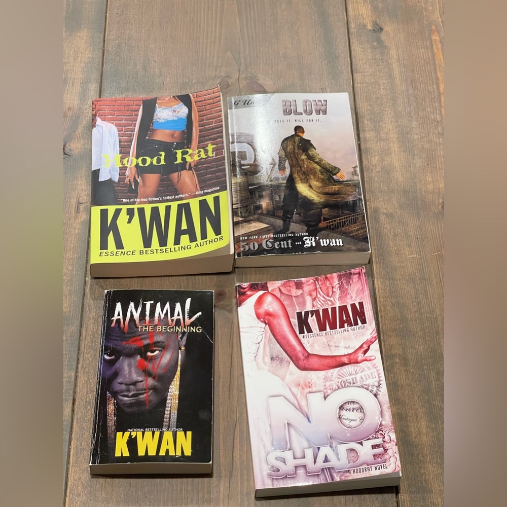 K’Wan Criminal Drama Lot Of 4 Books: Animal, No Shade, Hood Rat & Blow